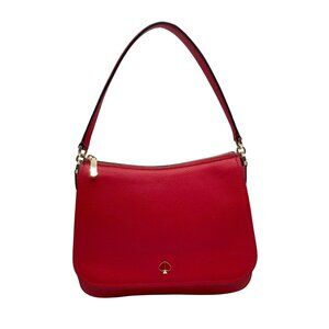 Kate Spade Red Pebbled Leather Polly Shoulder Bag
